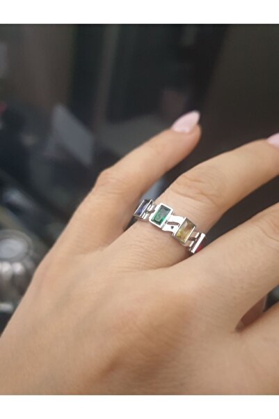 Pinkimaj خاتم من الفولاذ الزركون مع إعداد اللون الفضي