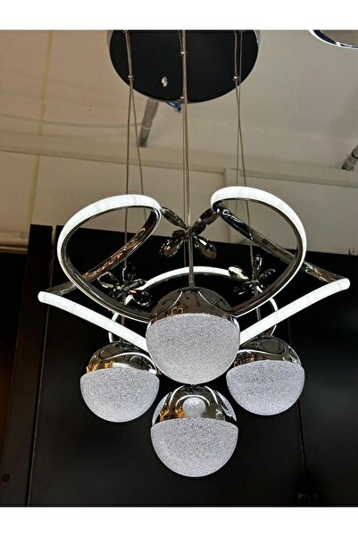 NZL Lighting Modern Sarkıt Kumandalı Dimmerli 3 Renk 4 Toplu Led Gümüş Avize ...