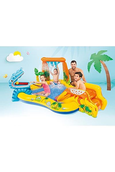 Intex 57444np - مركز ألعاب مائي قابل للنفخ على شكل ديناصور، 98 × 75 × 43 بوصة