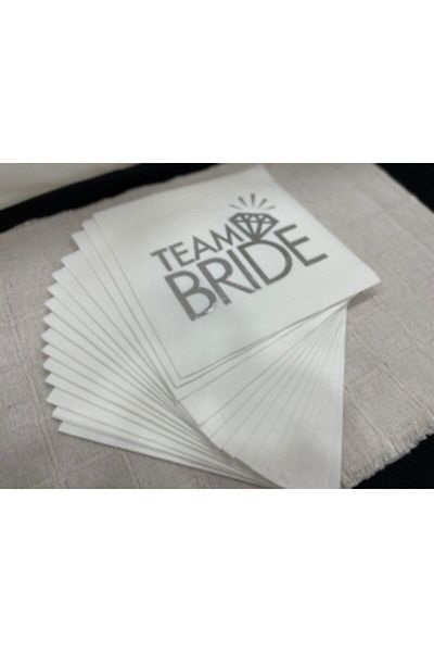 MFM Party Team Bride Χαρτοπετσέτα Επιχρυσωμένη Ασημένια 16 Τεμάχια