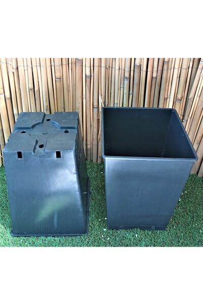 Asenya Kare Saksı 2 Adet 8 Lt 19x27 Cm Üretim Saksısı Siyah Saksı Kare Üretim...