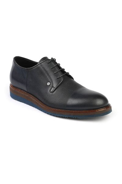 Libero 3052 Navy Blue Leather Eva Flat Sole Men's Classic Oxford Shoes