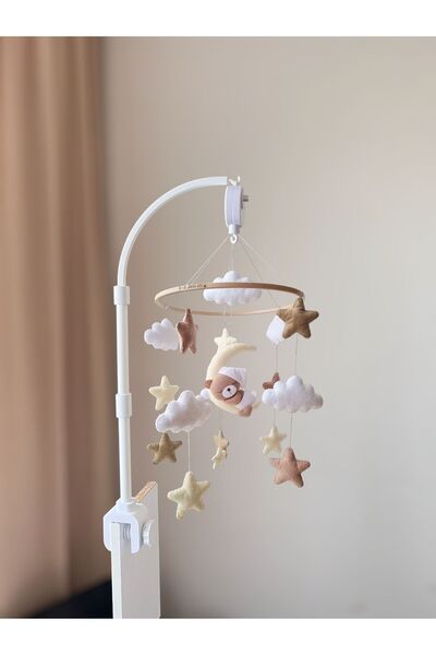 SefDen Lazer Kesim Atölyesi El yapımı ayıcık figürlü bebek beşik dönencesi aparat ve müzikli