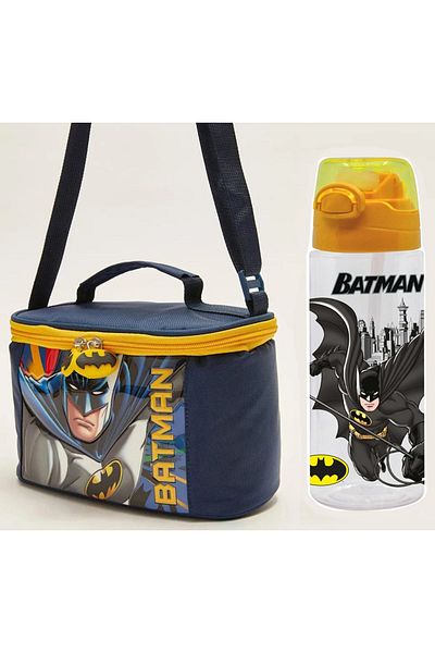 Batman Licensed Lunch Box + Straw Drinker Premium Set of 2