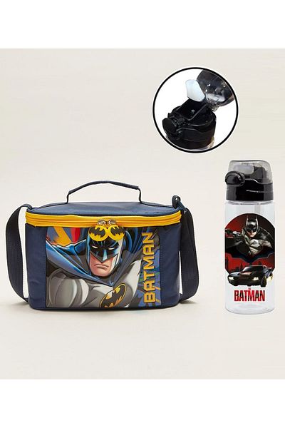 Batman Licensed Lunch Box + Straw Drinker Premium Set of 2