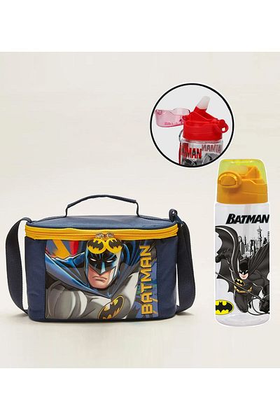 Batman Licensed Lunch Box + Straw Drinker Premium Set of 2