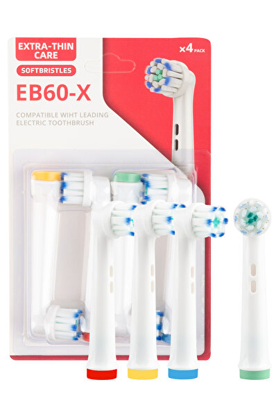 SoftBristles Extra Thin Care Eb60-x Oral-b Şarjlı Diş Fırçası Uyumlu 4 Adet Y...