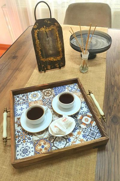 bluecape Esperanza 32x32cm Natural Solid Ceramic Presentation Tray - Walnut Tray