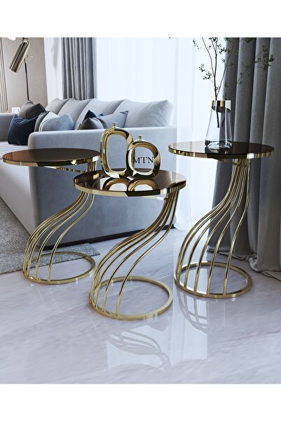 solmaz mobilya 3'lü Kuğu Gold Kaplama Bronz Ayna