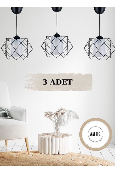 MHK Collection Modern Design Labyrinth Model White Mica Chandelier 3 Pieces