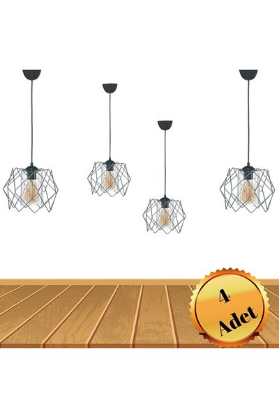 MHK Collection Silver Design Smoked Mica Glass Multi Square Living Room Kitchen Bathroom Bedroom Children's Room Chandelier (4 PCS)