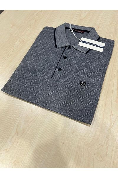 KEMAL EKİNCİ Men's Polo Collar Pocket Patterned T-Shirt