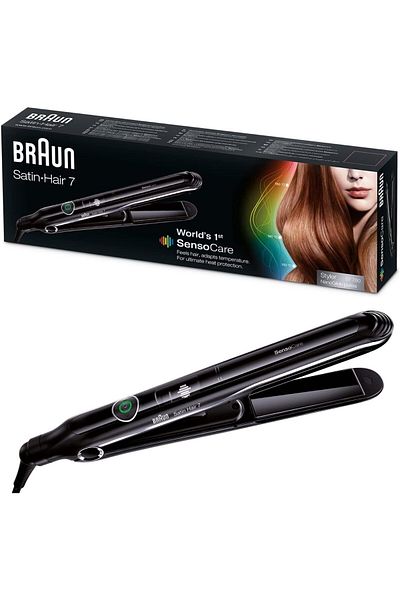 Braun Hair Straightener Sensocare, Nanoglide ceramic floating plates, Curl Shaper, Cool Tip - ST 780