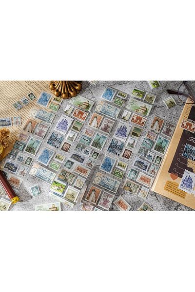 SF SCRAPBOOK KIRTASİYE 2 Meters Scrapbook Washi Journal Stamp Sticker - Travel Roll Pet Sticker Tape
