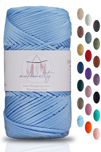 Makromecity Premium 100 Gr Polyester Macrame String Baby Blue 2mm - 120 M Supla Σχοινί και κλωστή τσάντας