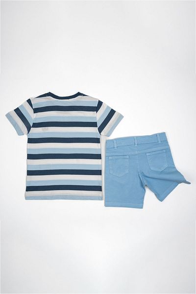 AdisiaGiyim Set de tricou cu pantaloni scurți albastru pentru băiat