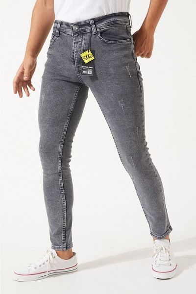 moda biz Ανδρικά σκούρα γκρι νύχια Jean Italian Cut Denim Skinny Lycra Denim Παντελόνι