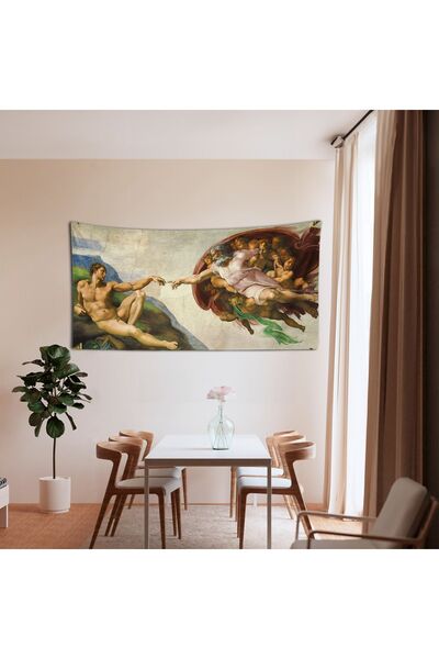 WALLHANG Adem'in Yaratılışı, Michelangelo Duvar Örtüsü, Duvar Halısı 150x75 Cm