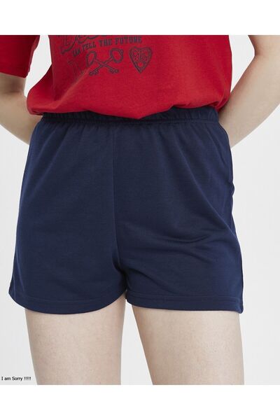 YHGTEKSTİL Printed Cotton Shorts Summer Pajamas Set for Women - Short Sleeve