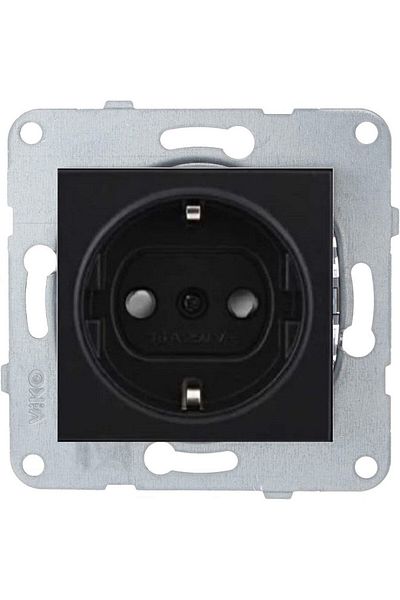 VİKO Artline Novella-trenda Black Child Proof Grounded Socket - Frameless