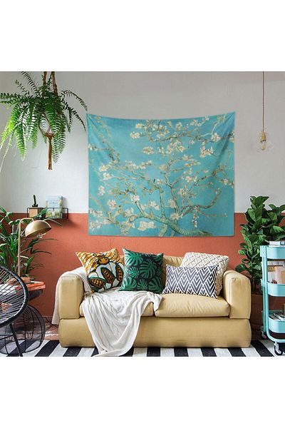 WALLHANG Almond Blossom,Van Gogh- Almond Flower Wall Cloth, Wall Carpet - 150cm x 130cm, 70cm x 50cm