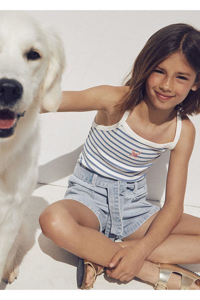 MANGO Kids Gestreiftes T-Shirt mit Trägern