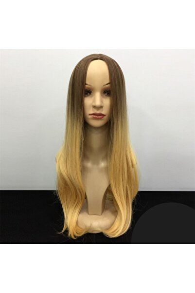 PERUK Unisex KOPYA - Kumral Karamel Ombreli Düz Fiber Sentetik Peruk