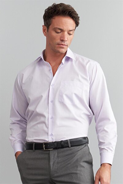 Çetinkaya Erkek T.cotton Uzun Kol Açık Lila Gömlek
