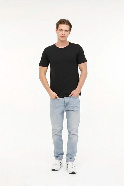 Kinetix A10150994108010 4m M-sn234 Bsc Raw Edge 4fx Negru Tricou pentru bărbați