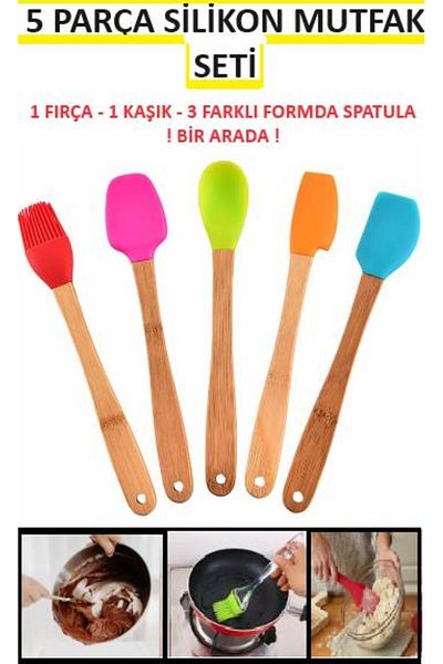 optana Silicone Spatula Set Meal Prep Cake Dessert Dish Kitchenware 5 Pcs Spoon Brush