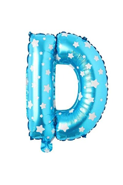 Partivitrini Letter D 16 Inch Blue Star Color Foil Balloon 36 cm