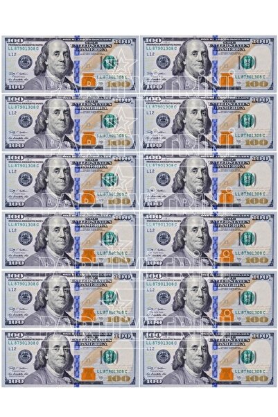 Partivitrini 100 Dolar Banknot Temalı Yenilebilir Resimli Pasta Ve Kurabiye Ü...