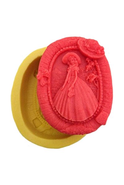 Partivitrini Girl in Hat Figure Painting Shaped Silicone Pastry and Candy Pla...