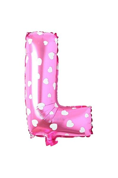 Partivitrini Letter L 16 Inch Pink Heart Color Foil Balloon 36 cm