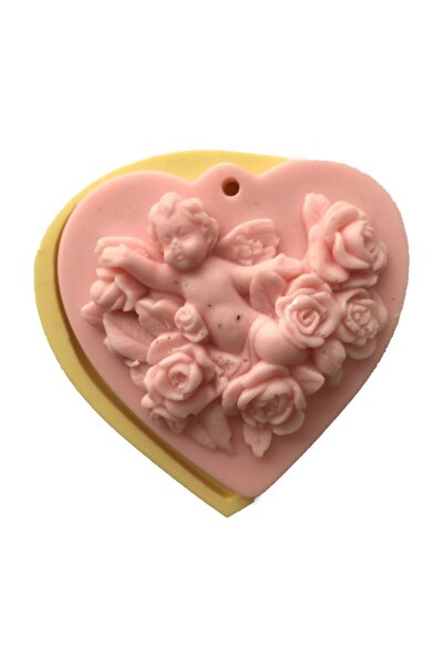 Partivitrini Güllerin İçinde Melek Figürlü Kalp Şeklinde Silikon Pasta ve Sek...