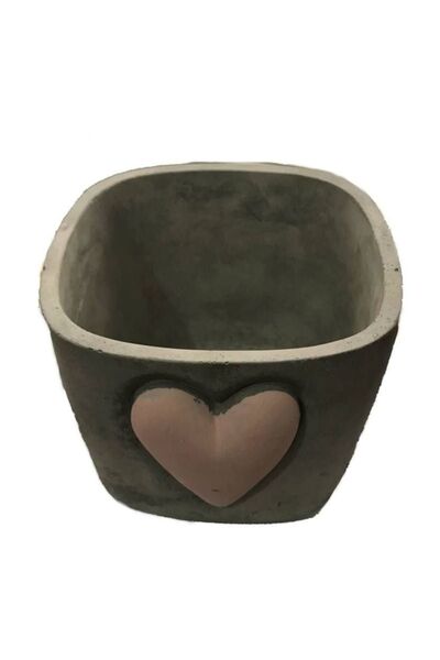 Partivitrini Küçük Kalpli Saksı Silikon Kokulu Taş Ve Beton Kalıbı 12.5x12.5x...