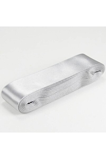 Partivitrini Gümüş Gri Renk Saten Kurdela 4 Cm. X 10 Metre