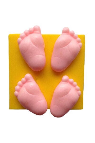 Partivitrini 4-Piece Foot-Shaped Silicone Pastry and Candy Dough Mold 3.5x2x1 cm