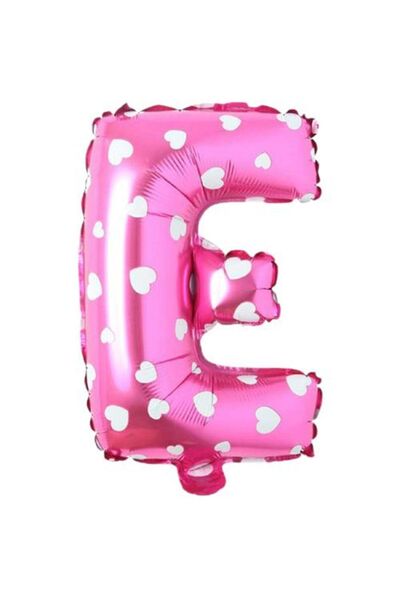 Partivitrini بالون فويل على شكل قلب وردي مقاس 16 بوصة بحرف E مقاس 36 سم
