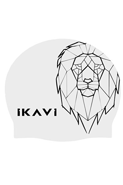 İKAVİ قبعة حمام سباحة من السيليكون مطبوعة على شكل أسد