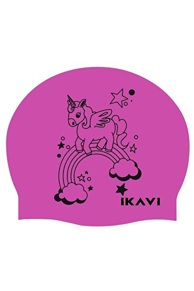 İKAVİ Розова поничка с силиконова шапка с принт