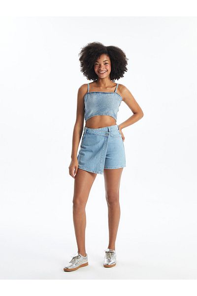 LC Waikiki Fusta scurtă de jeans drepte pentru femei LCW