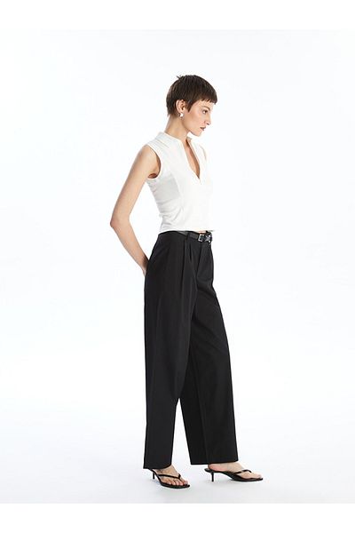 LC Waikiki LCW Vision Neue schwarze bequeme Passform-Damenhose mit Bund