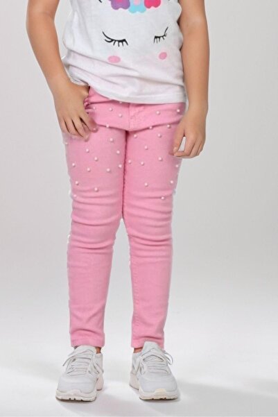 Riccotarz Unicorn Printed Girl's T-Shirt and Pink Bead Embroidered Pants Set