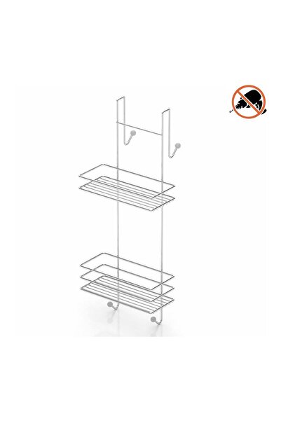 EYM Tekno Tel LM-065 Asmalı 2 Katlı Düz Banyo Duşakabin Rafı Krom