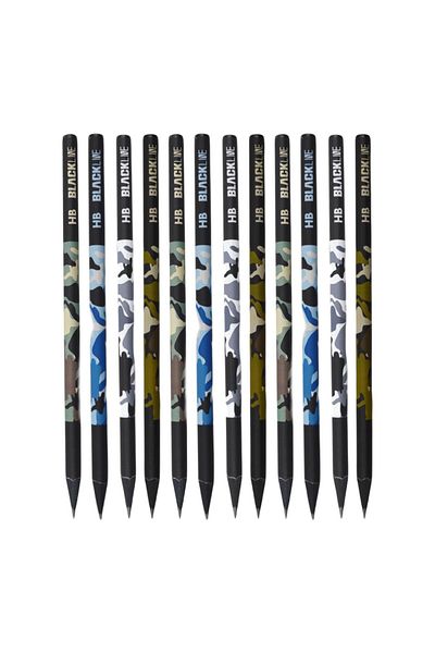Adel 12 Pieces Blackline Camouflage Round HB Pencil