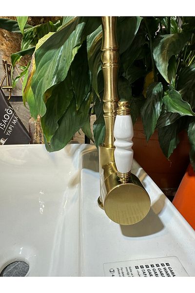 İSAOĞLU YAPI Vintage Zen Design Matte Gold Kitchen Faucet - Sink Luminaire