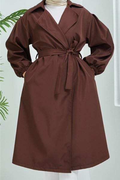 AV ANZAV 1574 Stylish trench coat with balloon sleeves and Tie-Detail waist.