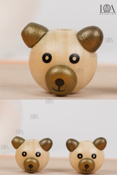 LANDOFACCESSORY 1. Kalite 3D Ahşap Ayıcık Boncuk - Anahtarlık - Emzik Zinciri...