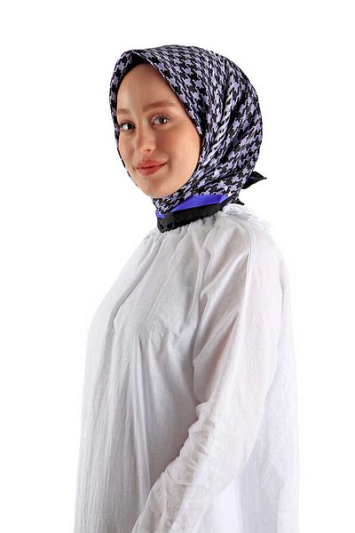 Bursa İpek Μεταξωτό μαντίλι Lilac Striped Twill - Μοτίβο Houndstooth